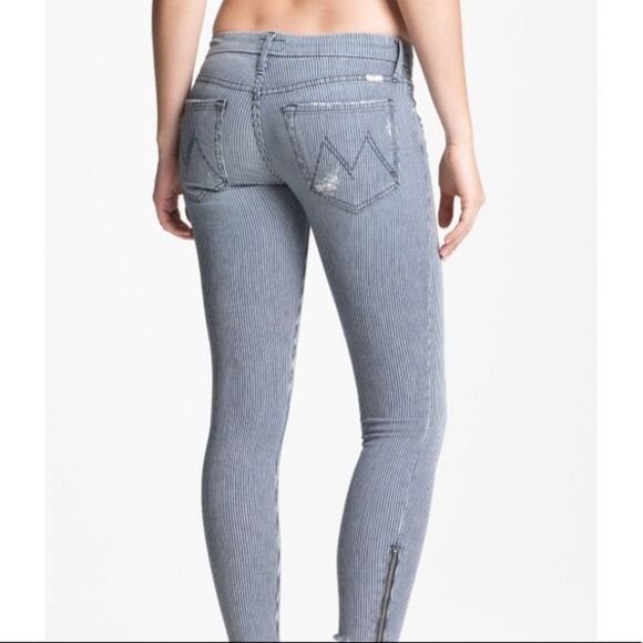 MOTHER The Looker Ankle Zip Stripe “On The Road Destroyed” Jeans Women's Size 25 - Picture 1 of 12